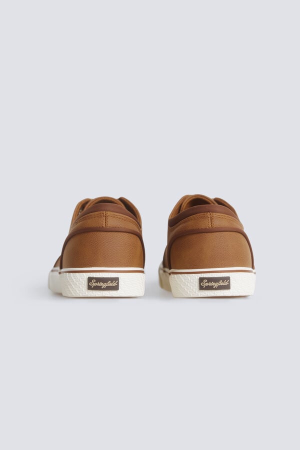 Springfield Sneaker ic&oacute;nica em efeito pele castanho