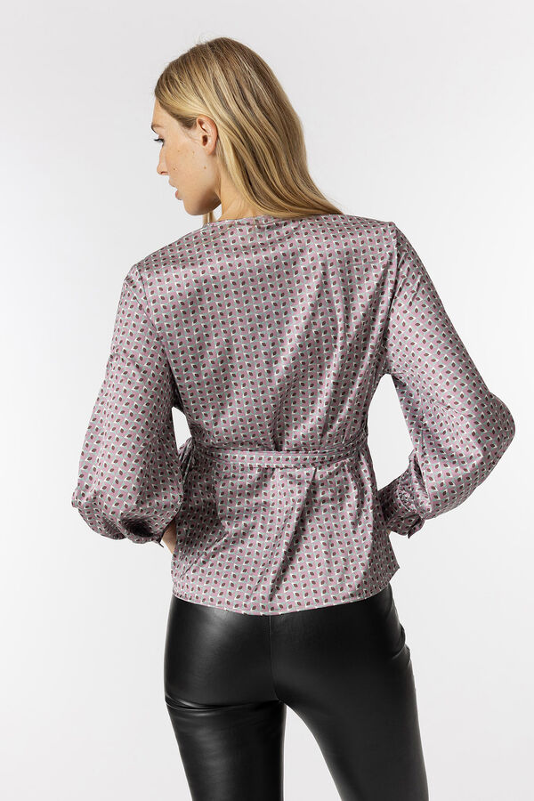 Tiffosi Blusa acetinada cruzada azul