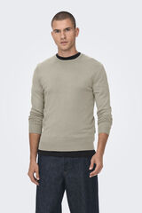 Only & Sons Jersey cuello caja punto ligero gris