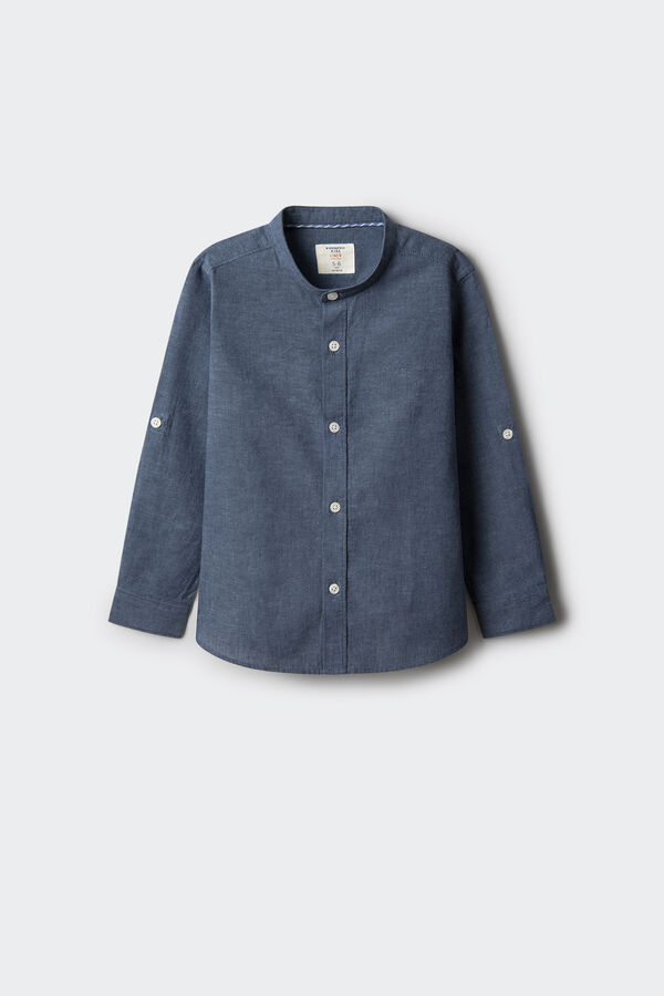 Springfield Kids Camisa linho menino azul