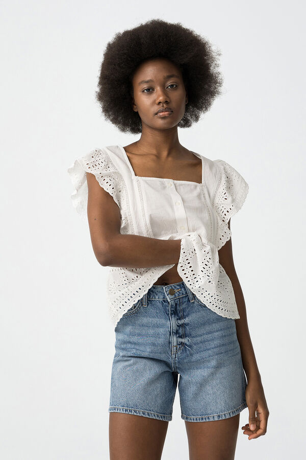 Tiffosi Blusa con volantes blanco