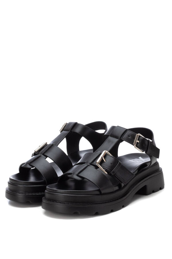 XTI Sandalia plana de mujer negro