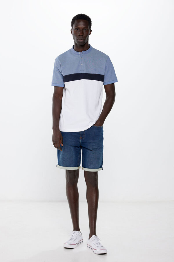 Springfield Polo piqu&eacute; slim color block azul