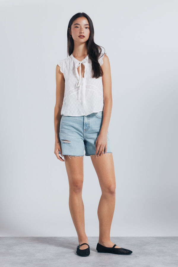 Springfield Shorts jeans rasgados azul