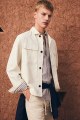 Springfield Sobrecamisa lino algod&oacute;n overshirt fit blanco