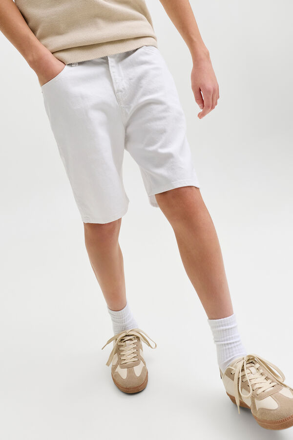 Jack & Jones Junior Bermuda denim regular b&aacute;sica branco