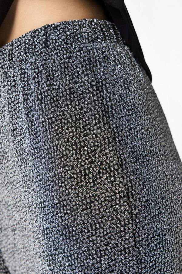 Pieces Pantal&oacute;n wide lurex gris