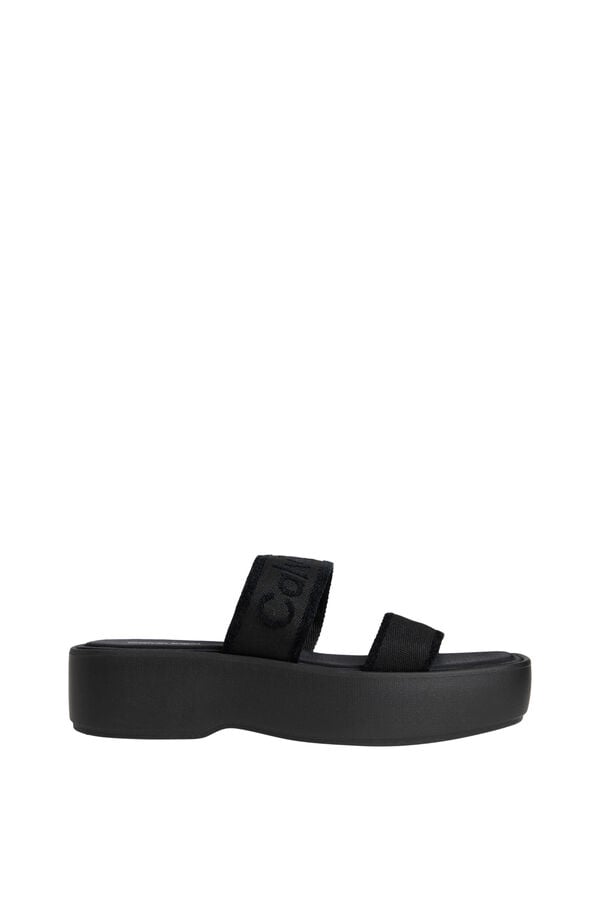 CK Jeans Sand&aacute;lia plataforma preto