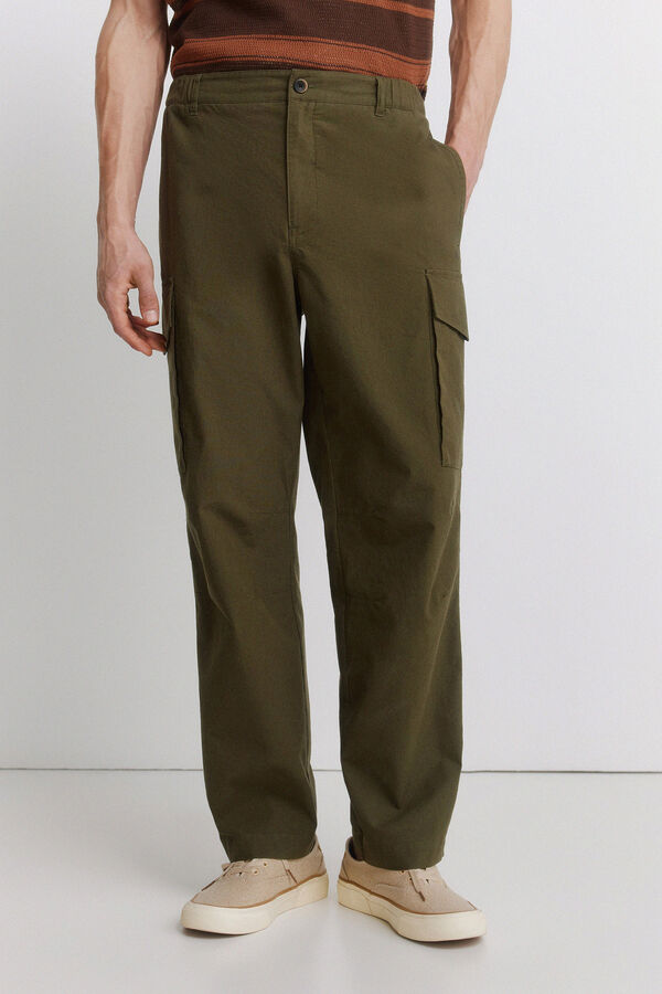 Springfield Pantal&oacute;n cargo straight fit kaki