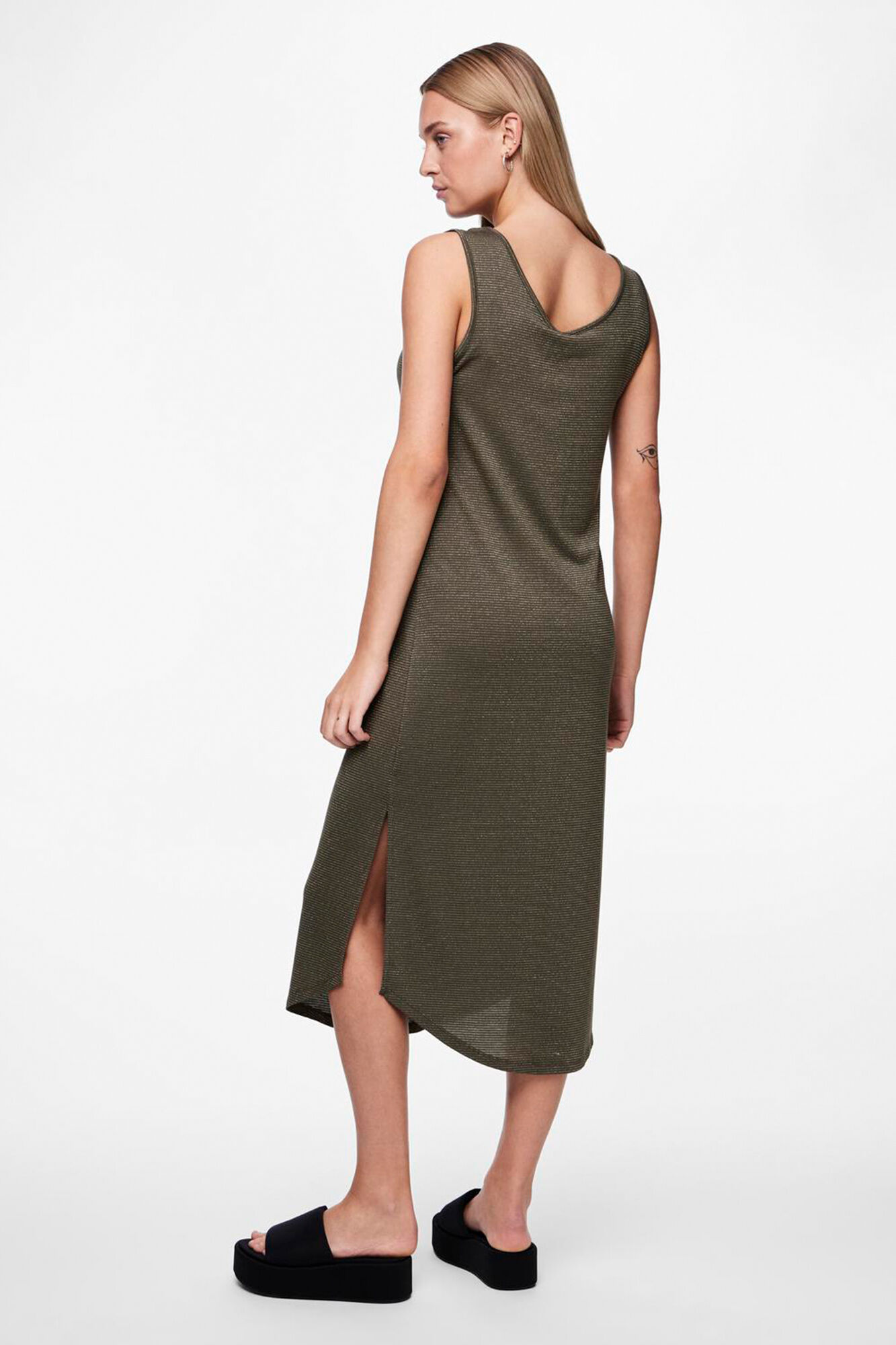 Pieces Vestido midi fluido con lurex