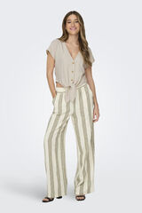 JDY Pantalón largo de lino beige