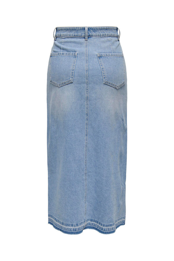 JDY Saia longa jeans com abertura frontal azul