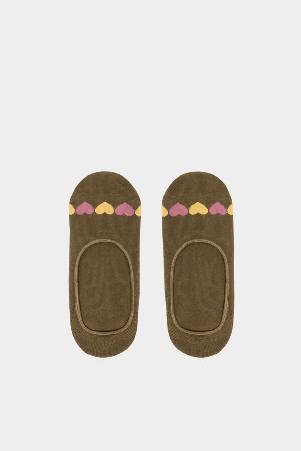 Springfield Calcet&iacute;n Invisible Cenefa Corazones kaki