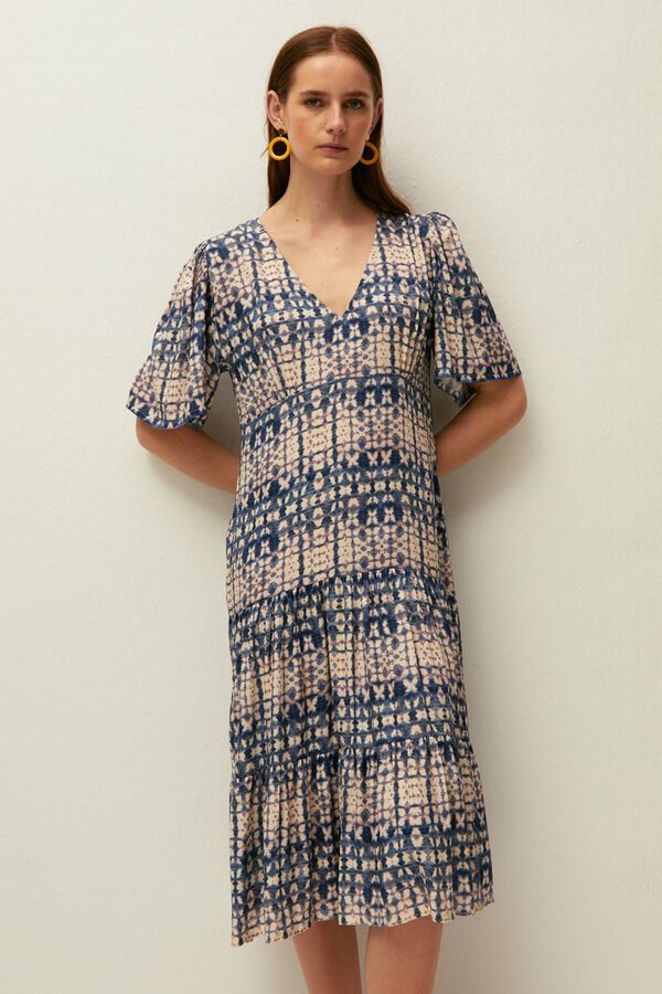 Systemaction Vestido largo estampado azul