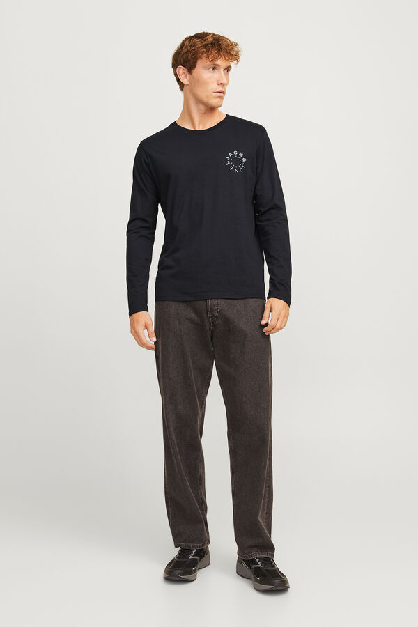 Jack & Jones Camiseta regular fit mangas largas negro