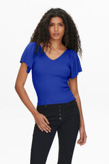 Only Top manga curta la&ccedil;o  azul