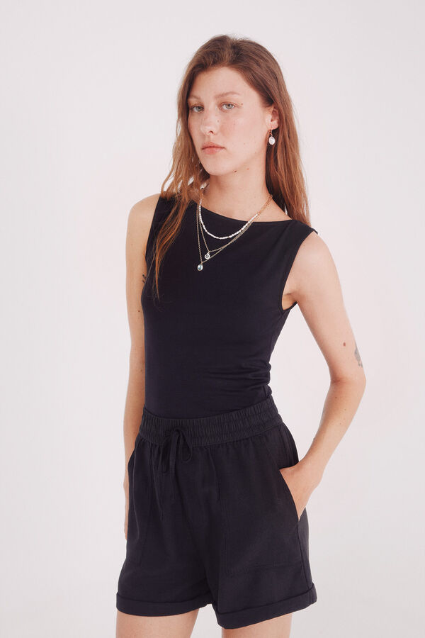 Springfield Shorts com bolsos de Lyocell preto