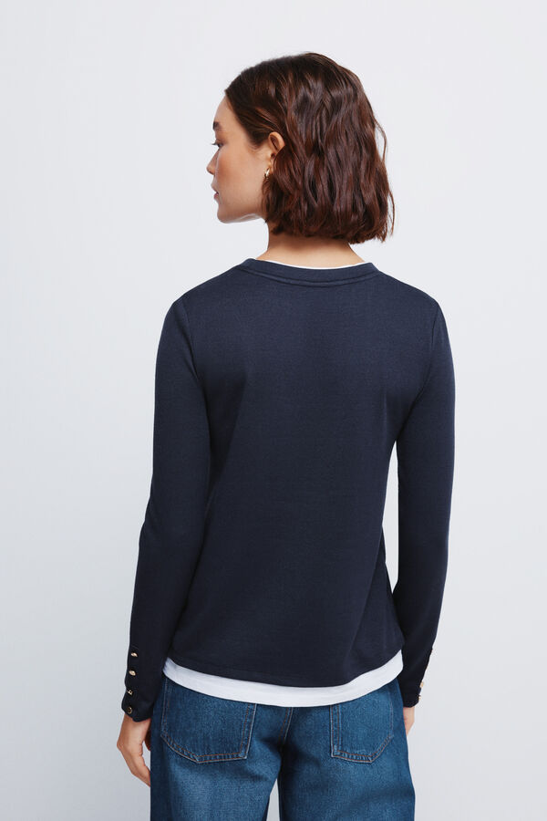 Springfield Camiseta tacto suave efecto doble prenda azul