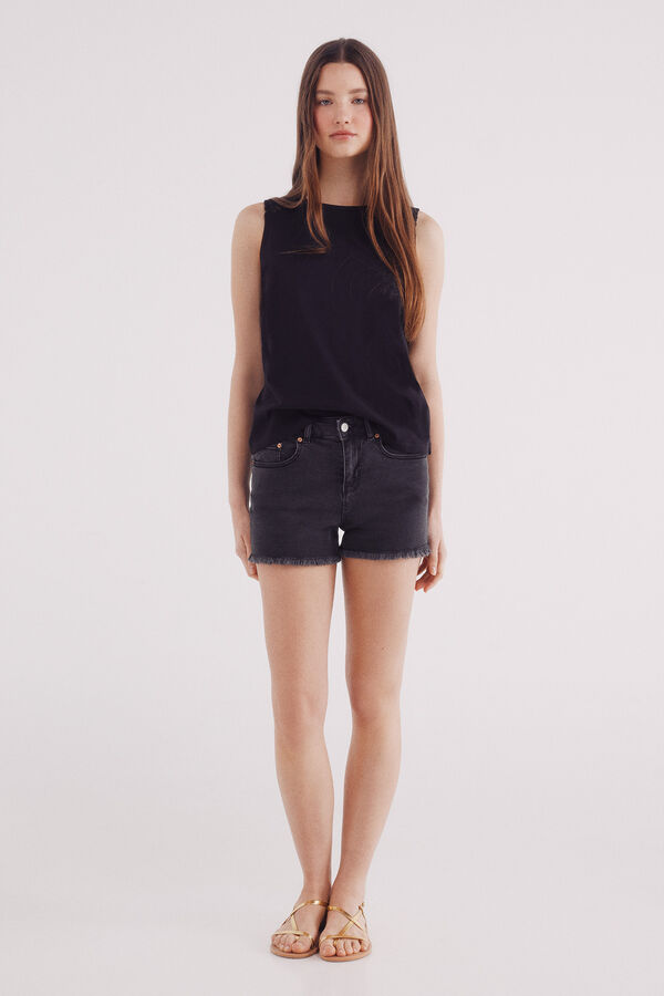 Springfield Camiseta de crochet com ombros preto