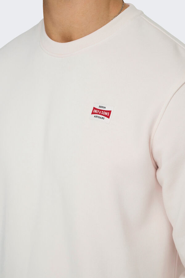 Only & Sons Sudadera de hombre de cuello redondo regular fit. blanco