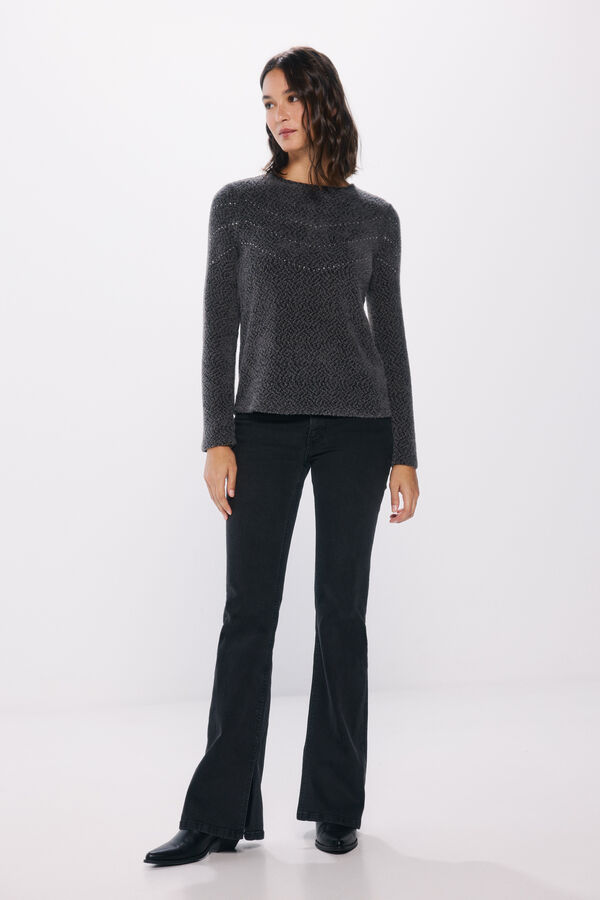 Springfield Camiseta Chenille com cristais chevron  cinzento