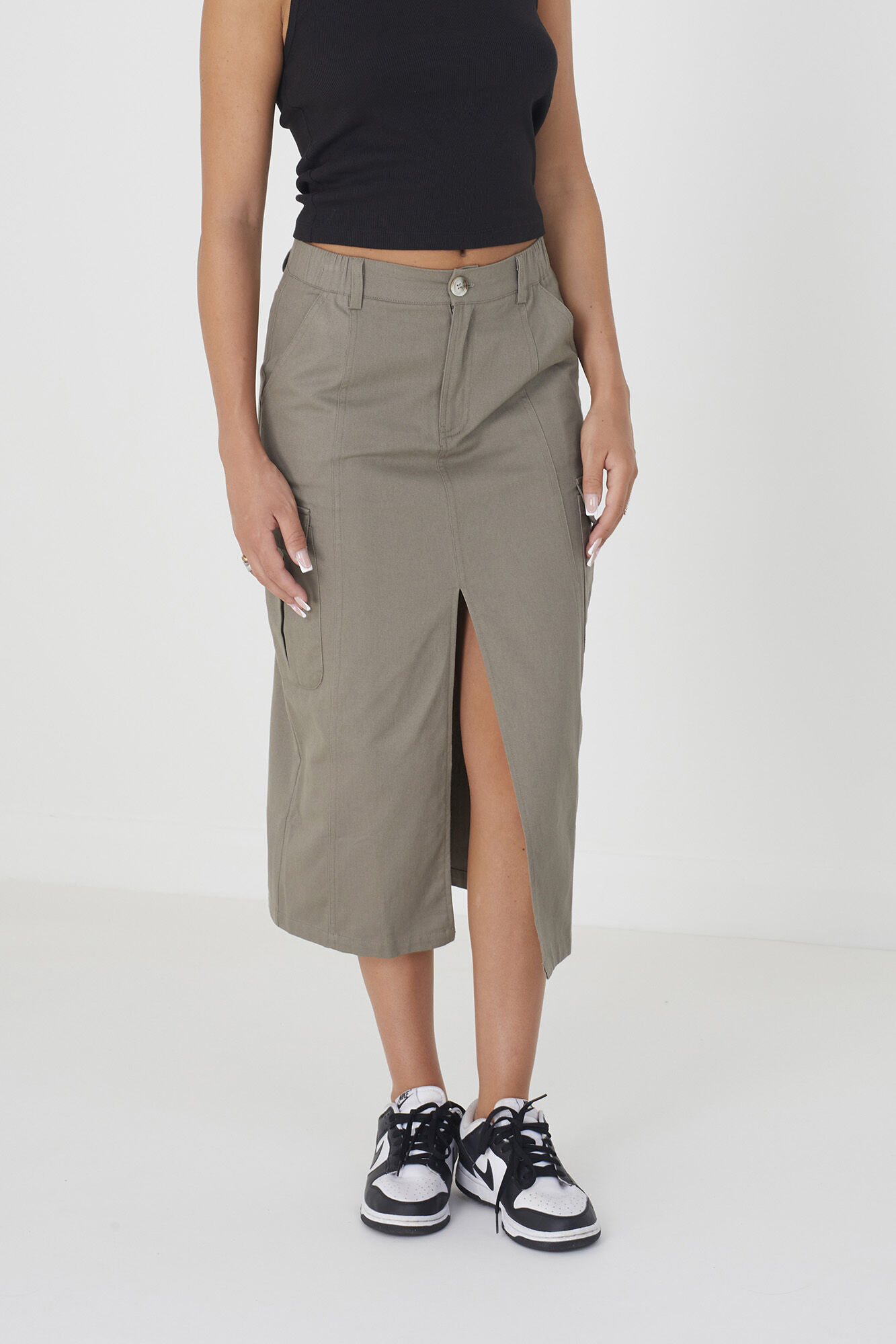 Brave Soul Falda vaquera midi multibolsillos