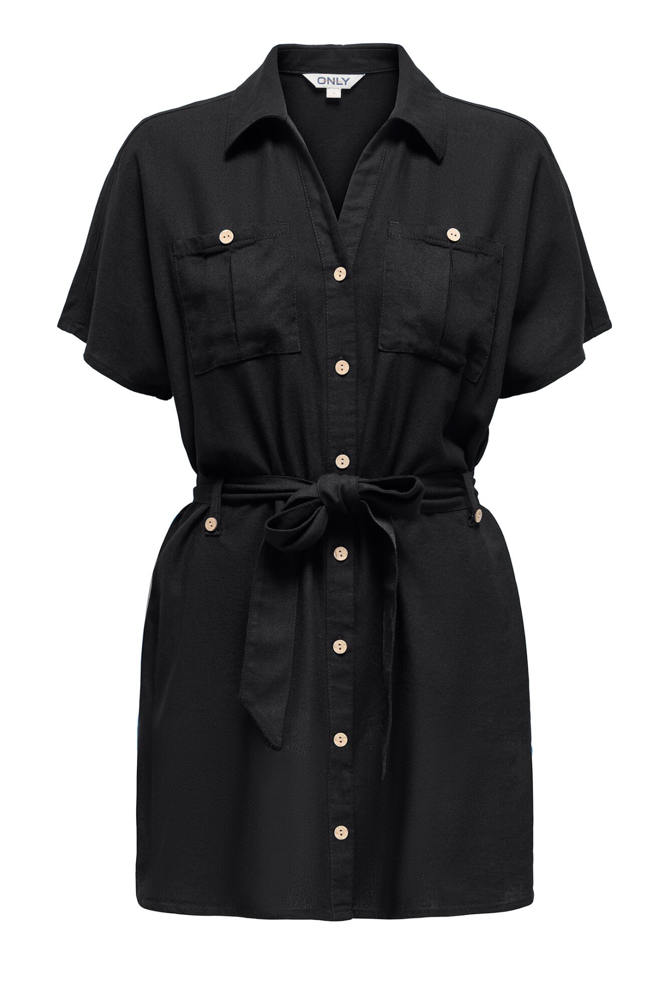 Only Vestido corto camisero de lino