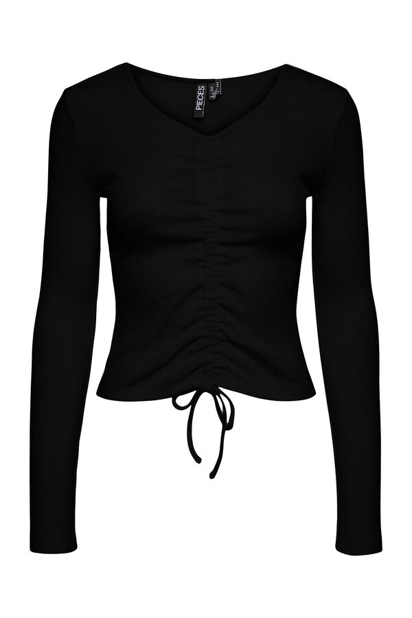 Pieces Top detalle fruncido negro