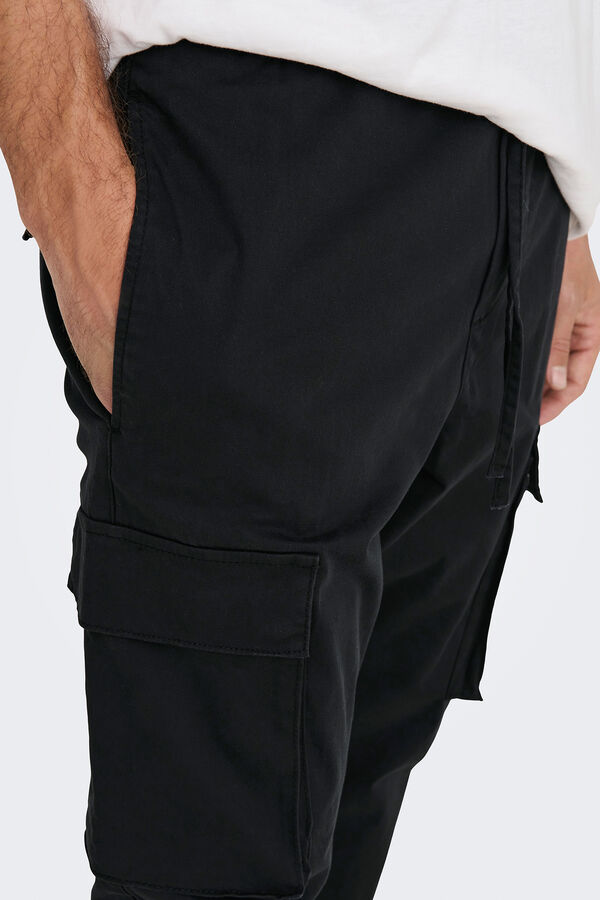 Only & Sons Pantal&oacute;n cargo de hombre. Tapered fit. negro