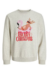 Jack & Jones Sudadera navide&ntilde;a cuello redondo blanco