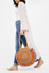Springfield Bolso Redondo Rafia Bicolor beige