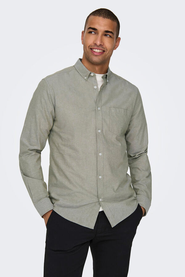 Only & Sons Camisa de manga comprida Oxford verde