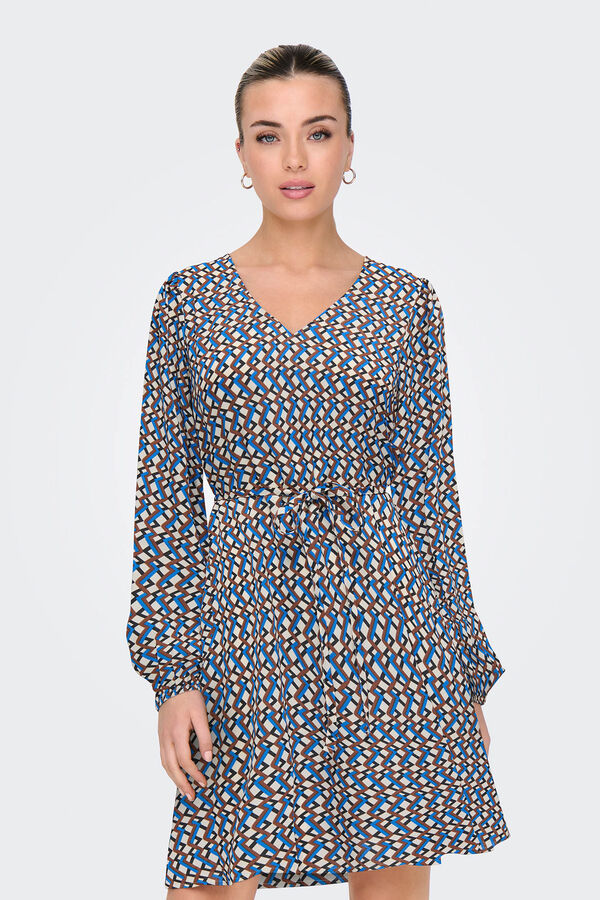 Only Vestido curto com mangas compridas e decote em V  branco