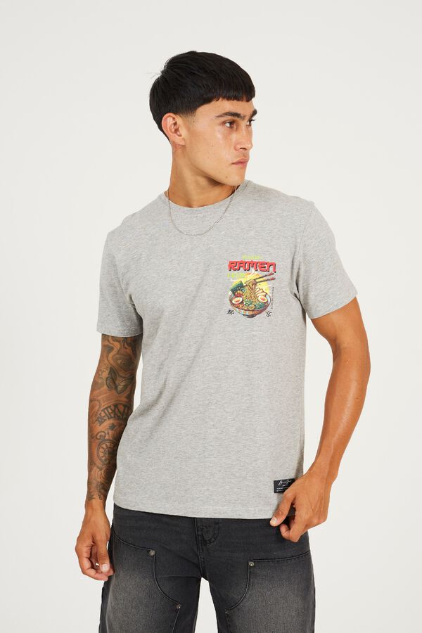 Brave Soul T-shirt de manga curta com estampado oriental cinzento