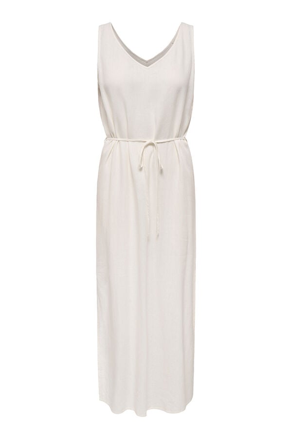 JDY Vestido longo de linho branco