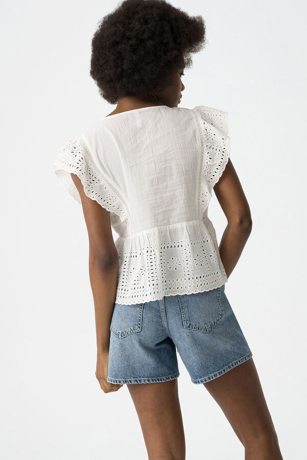 Tiffosi Blusa con volantes blanco