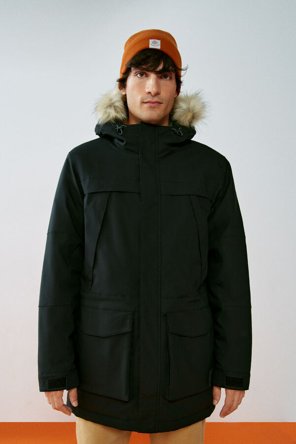 Springfield Parka técnica acolchada pelo negro