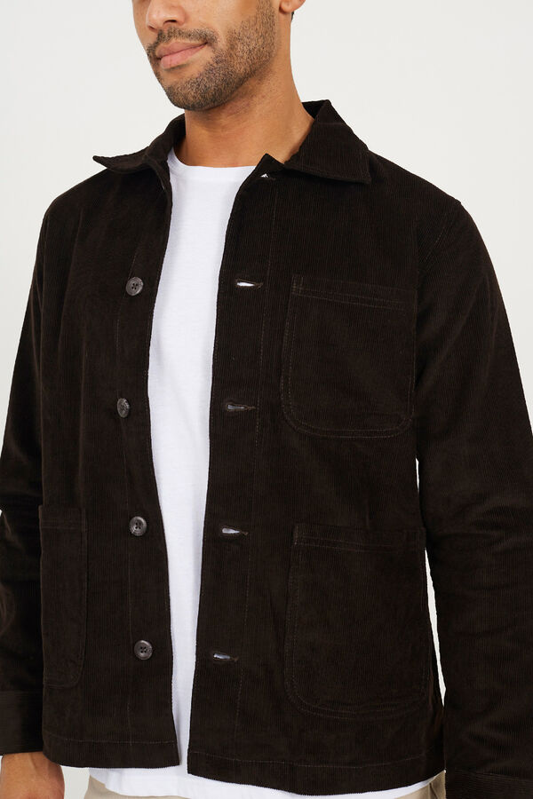 Brave Soul Sobrecamisa cierre de botones marr&oacute;n