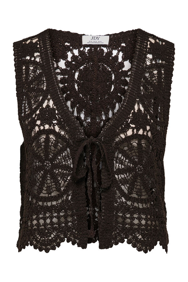 JDY Colete curto em crochet preto
