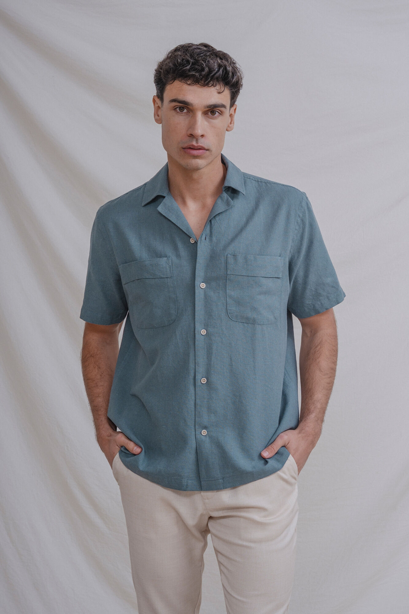 Celopman Camisa lino manga corta