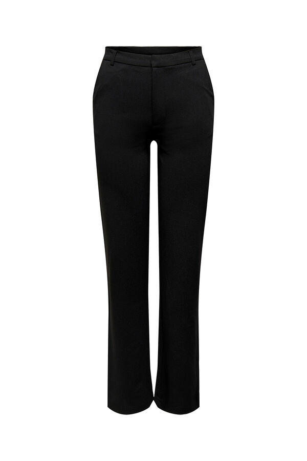 Springfield Pantalón recto de tiro alto negro