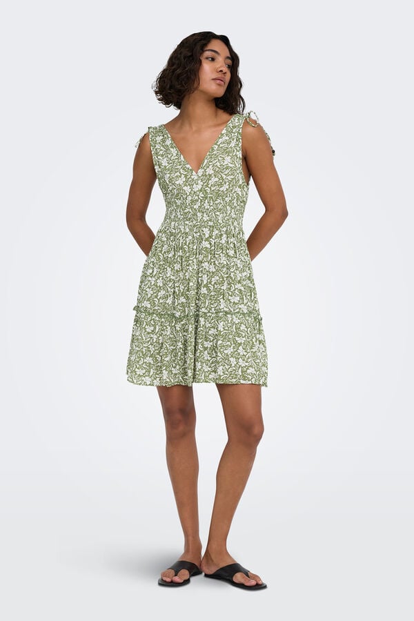 Only Vestido curto estampado floral verde