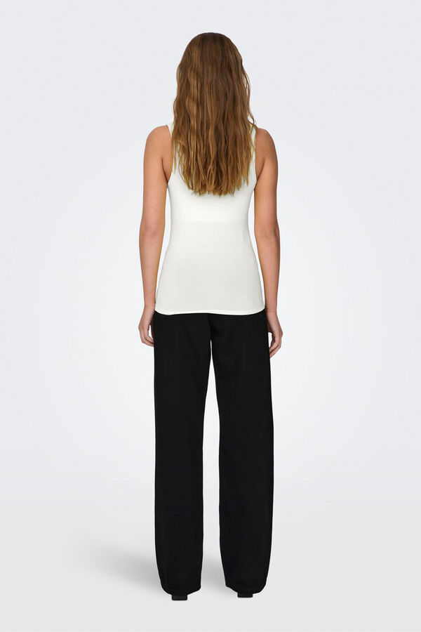 Only Camiseta cuello cuadrado blanco