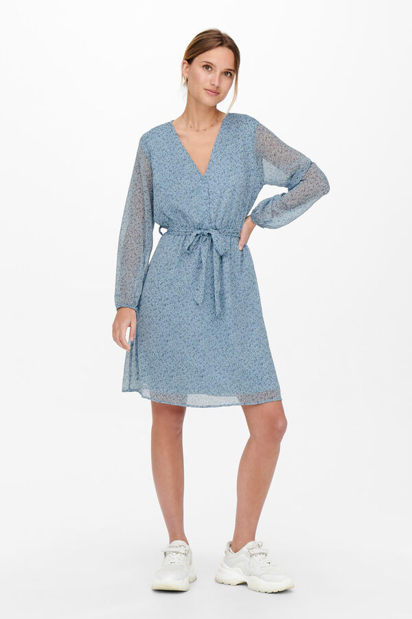 Only Vestido curto de gaze azul