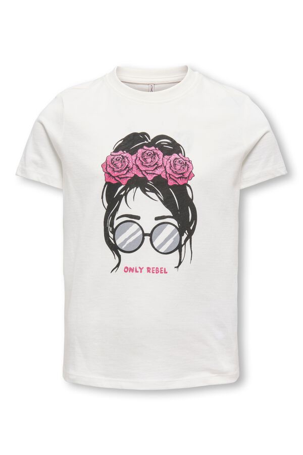 Only Girls T-shirt de manga curta com estampado frontal branco