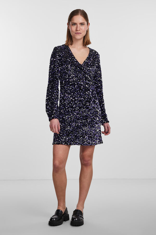 Pieces Vestido corto de lentejuelas negro