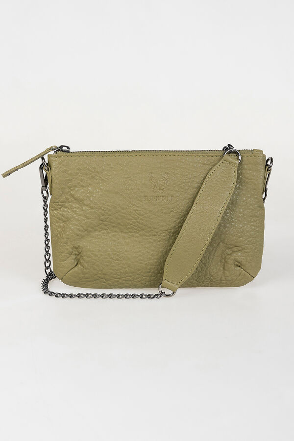 System Action Bolsa pequena de pele Caqui escuro