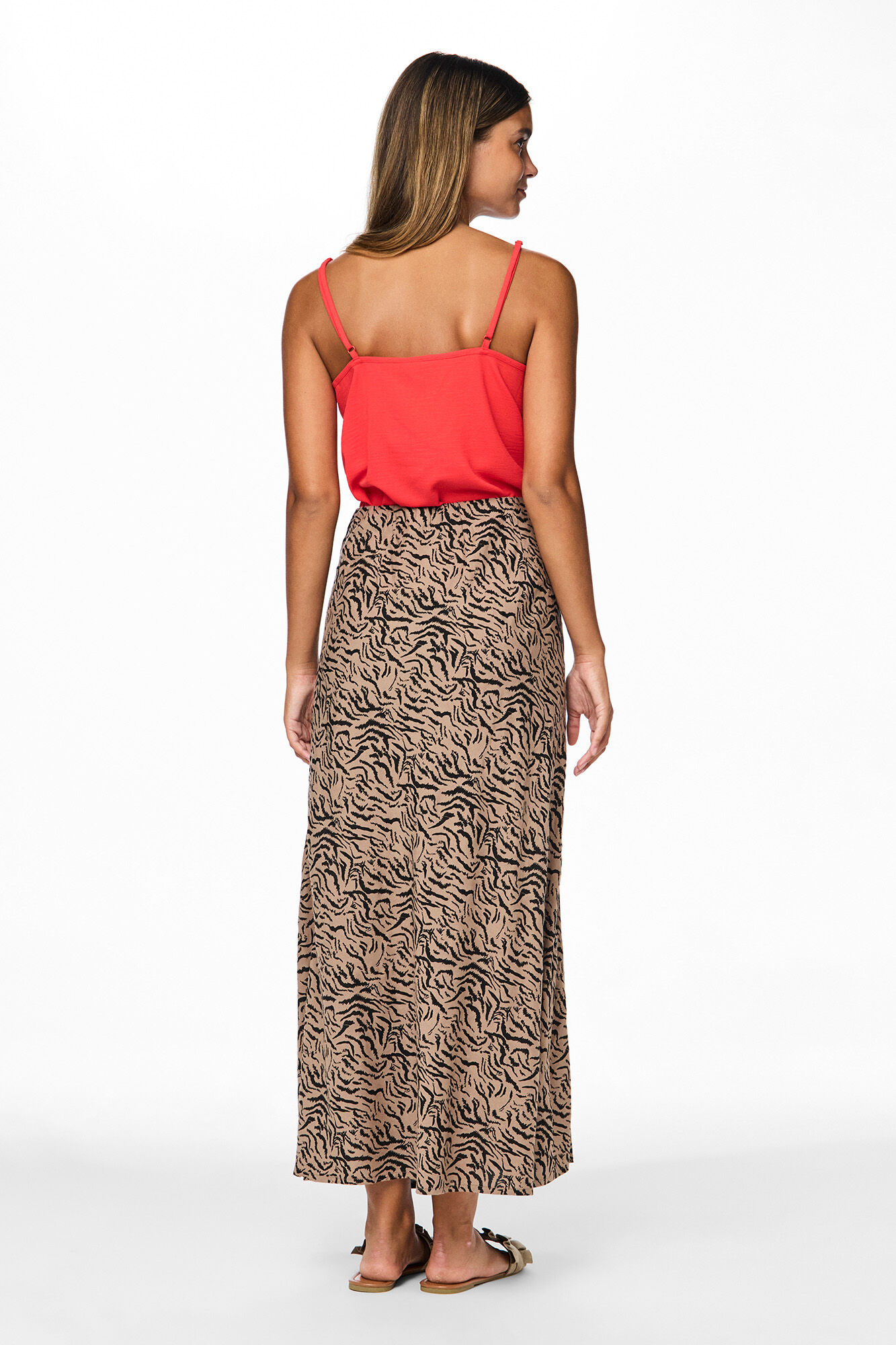 Pieces Falda midi animal print