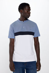 Springfield Polo piqu&eacute; slim color block azul