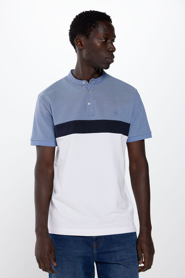 Springfield Polo piqu&eacute; slim color block azul